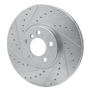 BMW X5 Brake Rotor (1) - Front Left - R1 Concepts - Drilled & Slotted - Silver - `02-`06